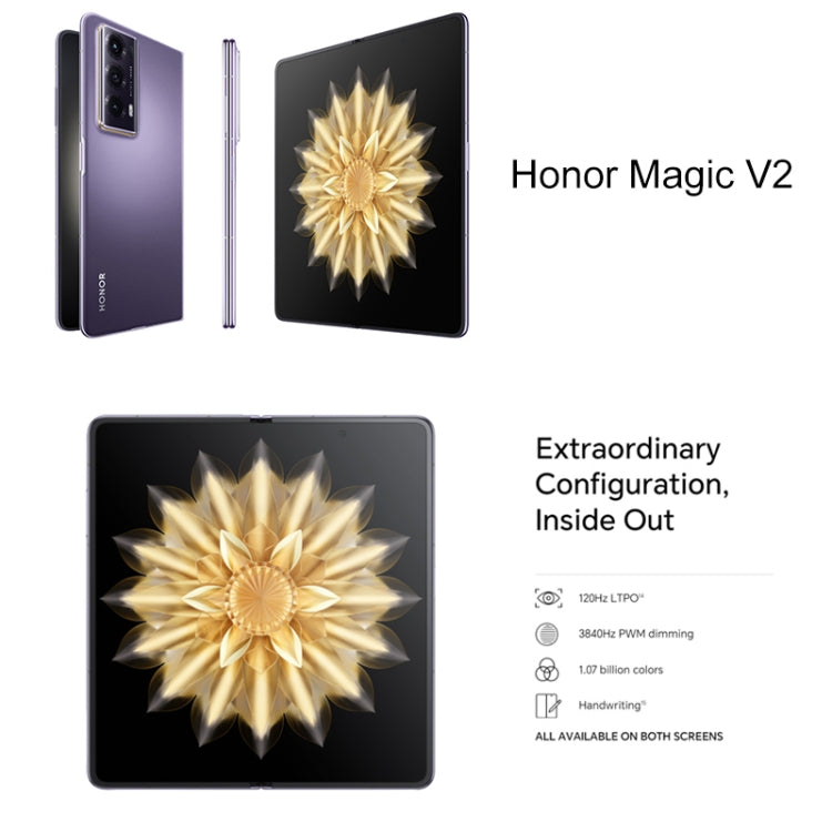 Honor Magic V2 Ultimate 5G, 7.92 inch + 6.43 inch MagicOS 7.2 Snapdragon 8 Gen2 Octa Core up to 3.36GHz, Network: 5G, OTG, Not Support Google Play, 16GB+1TB Honor Magic V2 Ultimate 5G, 7.92 inch + 6.43 inch MagicOS 7.2 Snapdragon 8 Gen2 Octa Core up to 3.36GHz, Network: 5G, OTG, Not Support Google Play, 16GB+1TB